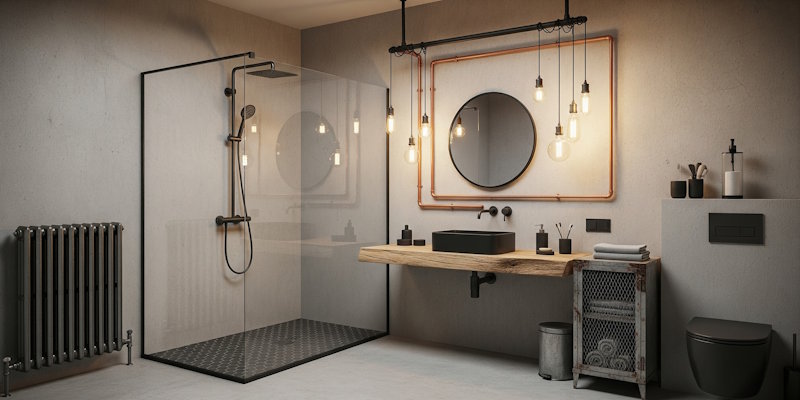 Illustration of a walk-in shower